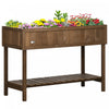 Outsunny Lit De Jardin Sureleve En Bois Avec 8 Fentes, Boite A Plantes Surelevee Avec Etagere Ouverte Pour Les Espaces De Jardin Limites Pour Cultiver Des Herbes, Des Legumes Et Des Fleurs, Brun Fonce