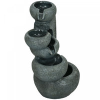 Outsunny Fontaine Exterieure A 5 Niveaux Cascade En Resine A Lumiere LED