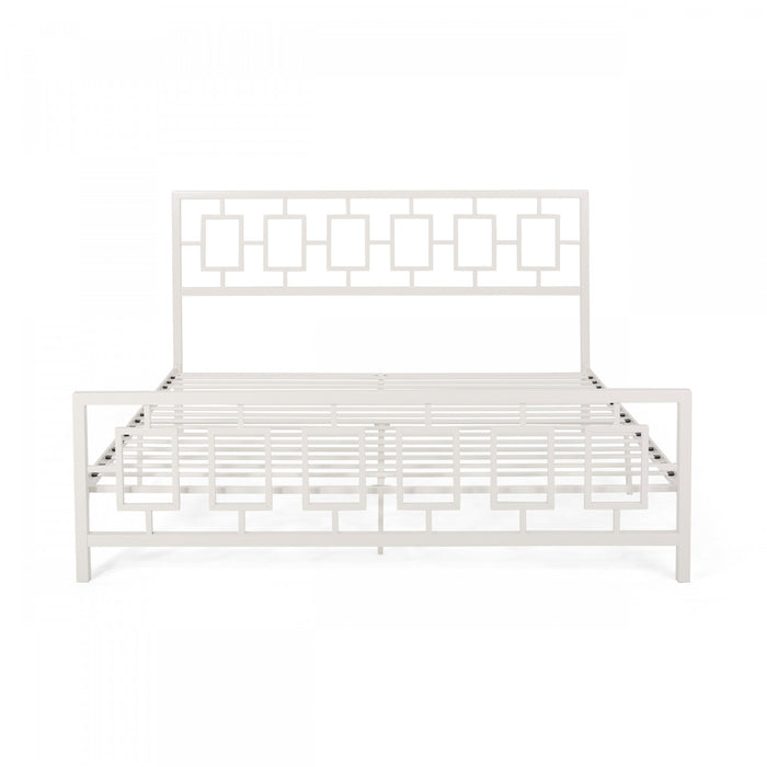 Henry Cadre De Lit En Metal Avec Tete De Lit Vintage, Taille King, Blanc