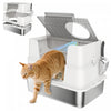 Xl Stainless Steel Litter Box W/ 100° Flip Top For Big Cats