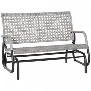 Banc De Balancement Exterieur En Osier Pour 2 Personnes Outsunny, Gris Mixte