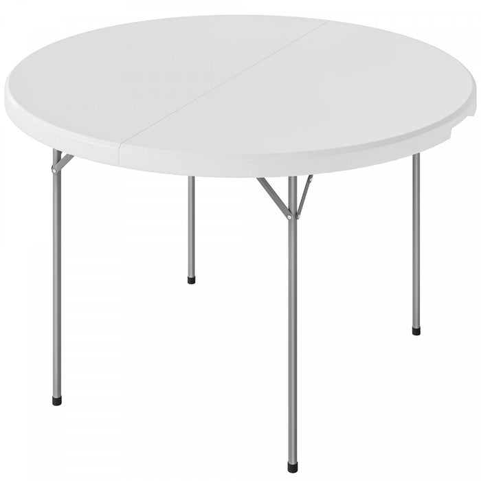 Outsunny Table de Pique-Nique Pliante 120 cm avec Patins Antiderapants, Blanche