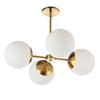 Lustre Dayana de Dainolite en verre blanc, avec fini laiton vieilli et 4 ampoules