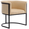 Chaise de salle à manger Cosmopolitan de Manhattan Comfort en similicuir - tan et noire