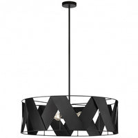 Lustre ouvert Cardano de Dainolite avec ruban noir, fini noir mat et 4 ampoules