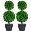 HOMCOM Lot de 2 arbres artificiels en buis, Boules en buis avec pot
