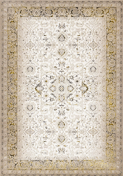 Tapis Zaris creme, jaune et noir elegant classique, 5'3\" x 7'7\"