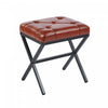 Tabouret d’appoint Liam avec coussin capitonne et pieds en metal, couleur marron