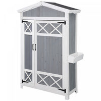 Outsunny Abri De Jardin En Bois De 52'' X 20'' Avec Poste De Travail Pliable, Support A Fleurs Et To