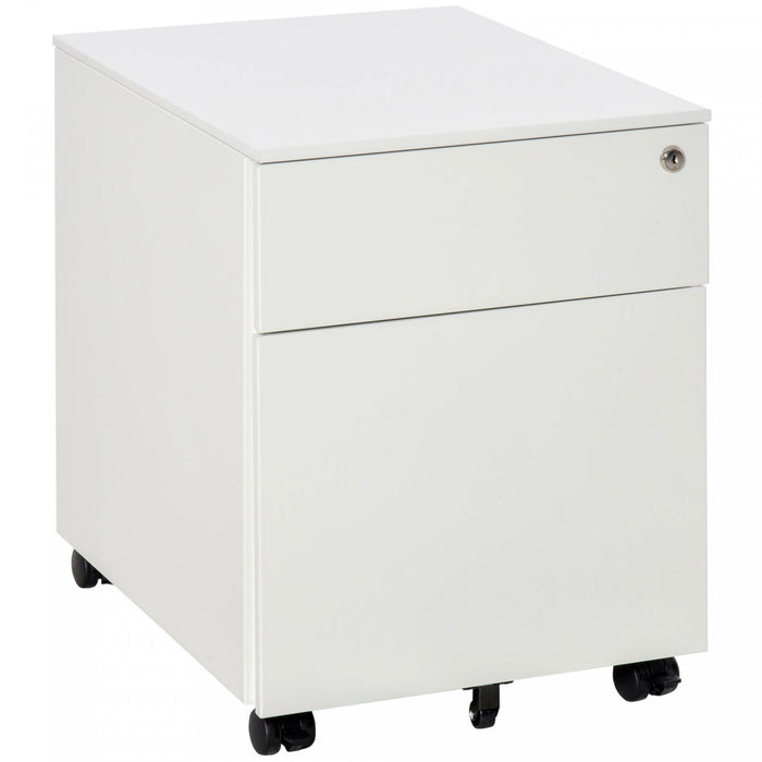 Vinsetto Classeur A 2 Tiroirs, Verrouillable Sur Roues Pour Le Bureau