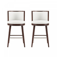 Tabouret de bar moderne en bois et tissu Evalyn, blanc - Lot de 2