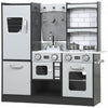 Cuisine enfant Qaba, cuisine enfant avec sons et lumieres realistes, refrigerateur, micro-ondes, evier et porte-serviettes Tout-petits de 3 a 8 ans, marron fonce