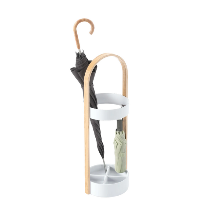 Support à parapluie moderne Bellwood de Umbra en acier - blanc et naturel