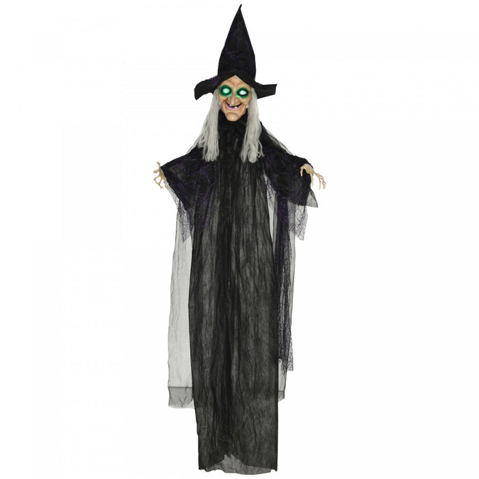 Homcom Accessoire D'halloween Sorciere Noire Avec Yeux Lumineux