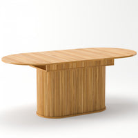 Noah Table a manger ovale extensible avec pieds rayes, brun clair
