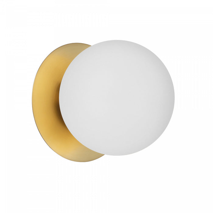 Applique murale Burlat de Dainolite en verre blanc, avec fini laiton vieilli et 1 ampoule