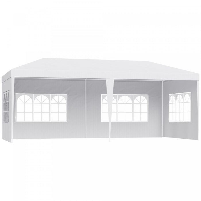 Outsunny Tente De Tonnelle De Fete 10' X 20', Tente De Mariage Pliante Portable, Abri D'evenement De Jardin, Parasol Exterieur Avec 4 Parois Laterales Amovibles, Blanc