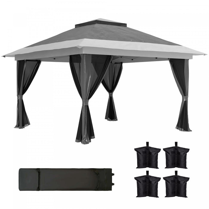 Outsunny Tente Escamotable De 11,7' X 11,7' Avec Sacs De Sable, Upf50+