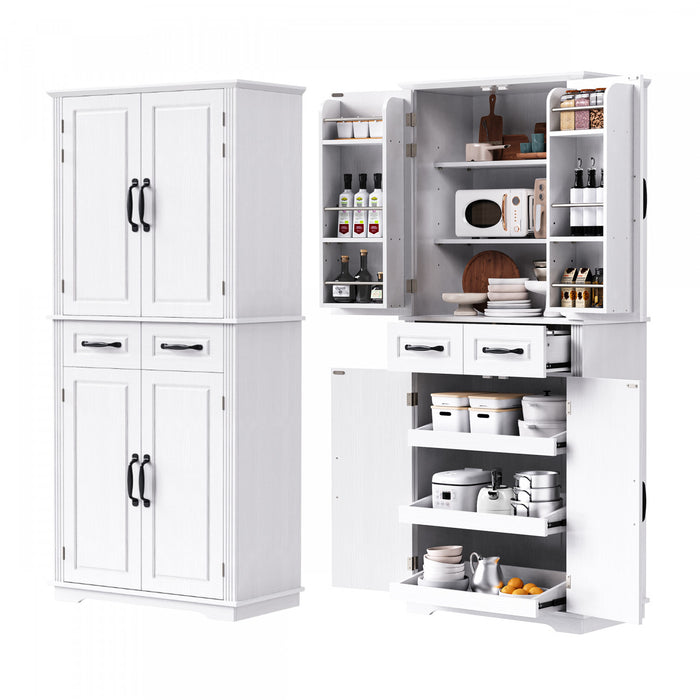 Armoire De Rangement Fabian 72\" Avec Etageres Reglables Et Organiseurs Coulissants - Blanche