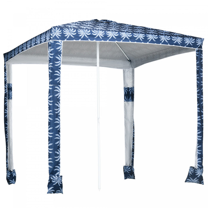 Outsunny Parasol De Plage 6,5' Avec Sacs De Sable, Sac De Transport, Bleu