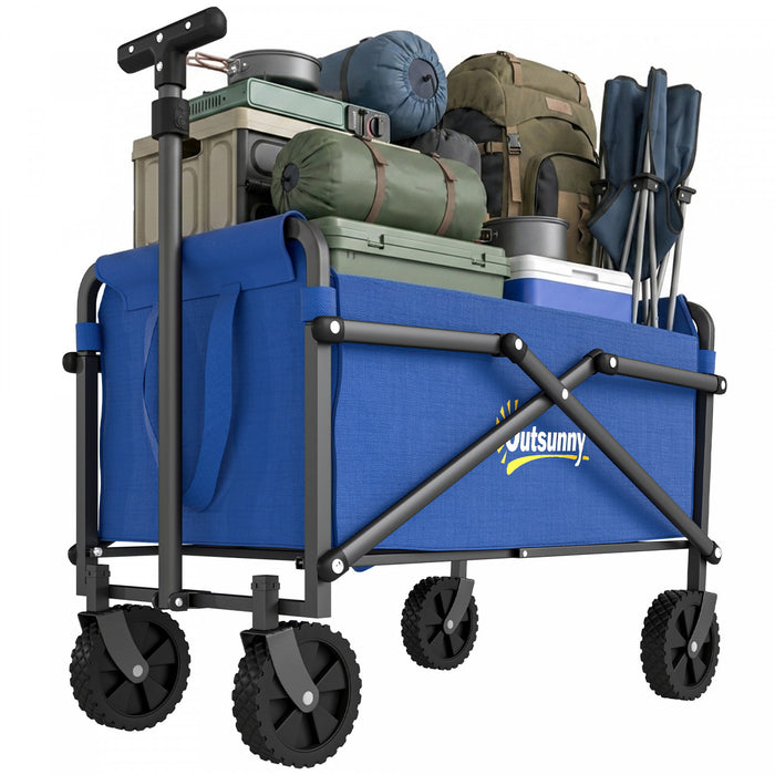 Outsunny Petit Chariot Pliable, Chariot de Jardin Polyvalent, Bleu