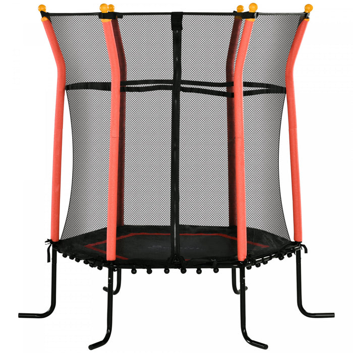 Soozier Mini trampoline pour enfants de 63\" pour interieur avec filet d'enceinte, poteau elastique epais rembourre, cadeau pour enfant de 3 a 10 ans, rouge