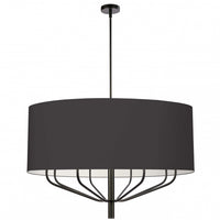 Lustre Eleanor de Dainolite avec abat-jour noir et blanc, fini noir mat et 8 ampoules