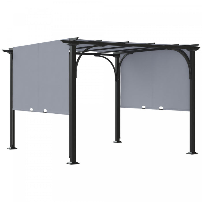 Outsunny 10' X 10' Pergola Exterieure Patio Gazebo Auvent Retractable, Gris