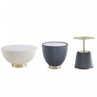  Ensemble de 3 tables Anderson Modern : table basse et tables d’appoint en creme et gris