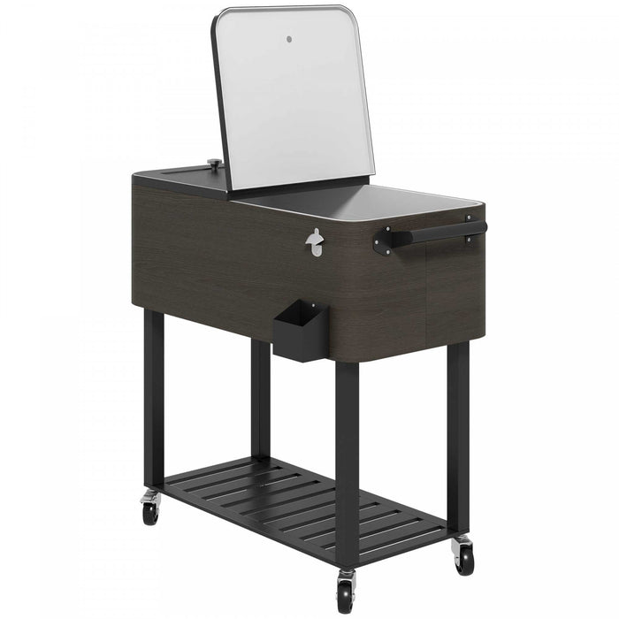 Outsunny Chariot isotherme De 67 L avec ouvre-bouteille, glaciere roulante