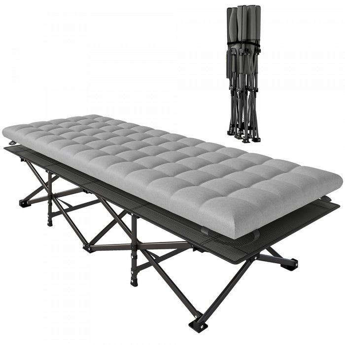 Lit de camping Outsunny avec matelas, 80 cm extra-large, gris