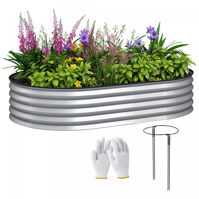 Outsunny Lit de jardin sureleve, jardiniere galvanisee 5' x 3' x 1' argente