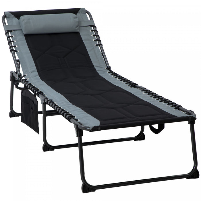Chaise Longue Pliante Outsunny, Fauteuil De Bronzage Inclinable