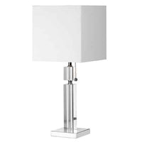 Lampe de table Fernanda de Dainolite avec abat-jour blanc, fini chromé poli et 1 ampoule