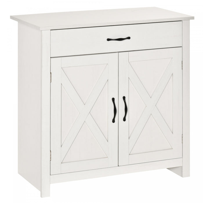 HOMCOM Buffet Ferme Porte Grange Blanc Vieilli