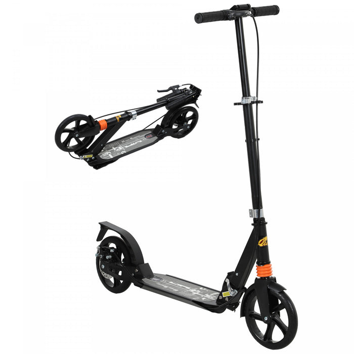 Qaba Trottinette Pliable Pour Enfants Avec 4 Hauteurs Reglables, Noir