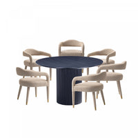 Ensemble de salle a manger moderne industriel Aspen et Hathaway 7 pieces, finition argentee et noire