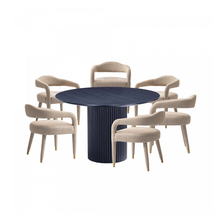 Ensemble de salle a manger moderne industriel Aspen et Hathaway 7 pieces, finition argentee et noire