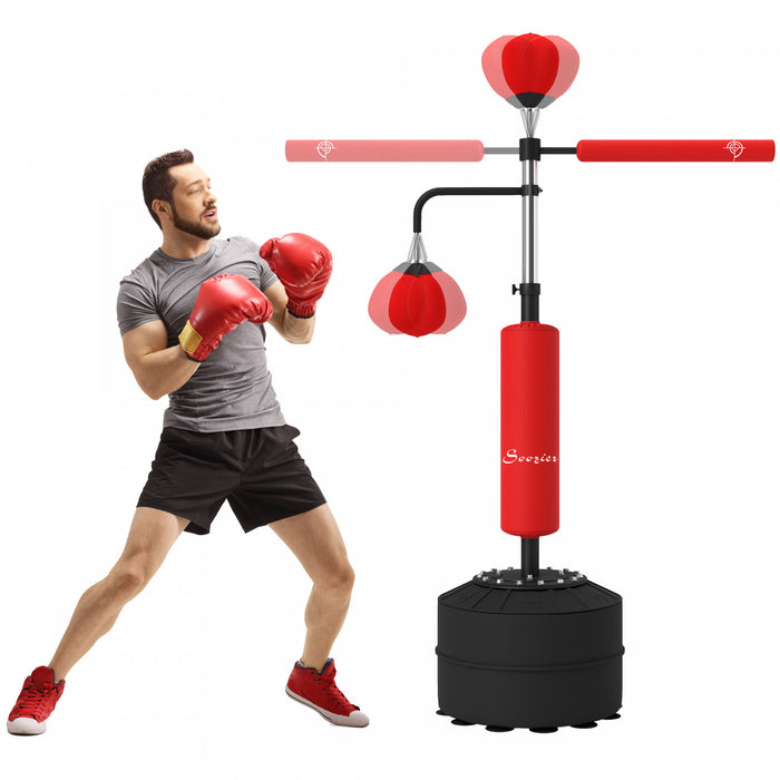 Soozier Sac De Frappe Avec 2 Balles De Vitesse, Barre Reflexe 360°, Rouge