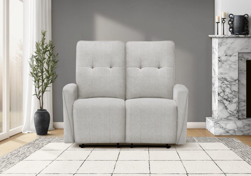 Petit Causeuse 2 Places Rembourre Inclinable Electrique, 50\"L, Port Usb, Tissu Gris Clair