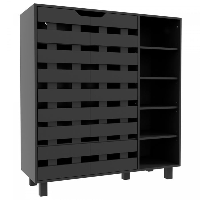 HOMCOM Armoire a chaussures avec placard a 5 niveaux et 5 etageres ouvertes