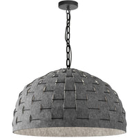 Luminaire suspendu Priscilla de Dainolite avec abat-jour en feutre gris, fini noir mat et 1 ampoule