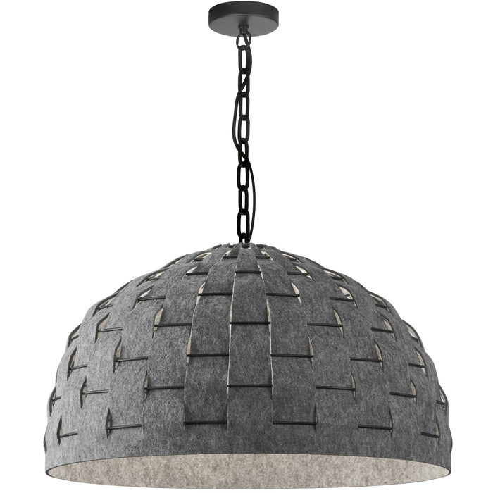 Luminaire suspendu Priscilla de Dainolite avec abat-jour en feutre gris, fini noir mat et 1 ampoule
