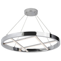 Lustre Dante de Dainolite en silicone blanc qui diffuse la lumière, avec fini chromé poli et ampoule à DEL de 40 W
