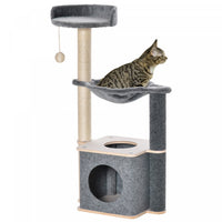 Pawhut Arbre A Chat, Tour A Chat A Plusieurs Niveaux Avec Perchoir, Griffoir, Condo Pour Chat, Hamac