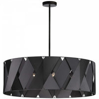 Lustre fermé Cardano de Dainolite avec ruban noir, fini noir mat et 4 ampoules