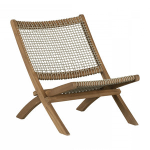 Fauteuil de détente Agave en bois et en corde tressée - beige et naturel