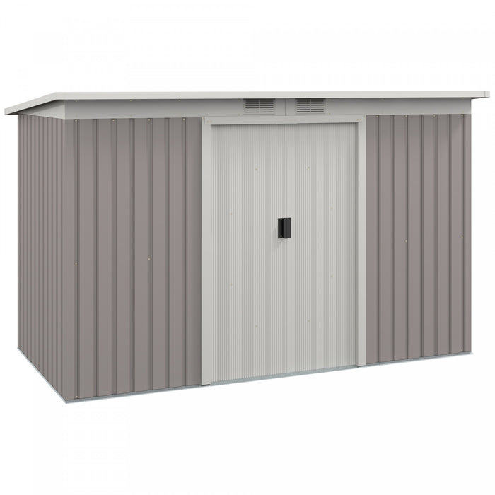 Outsunny Abri De Jardin En Metal 9' X 4' Avec Porte Coulissante, Vert Fonce
