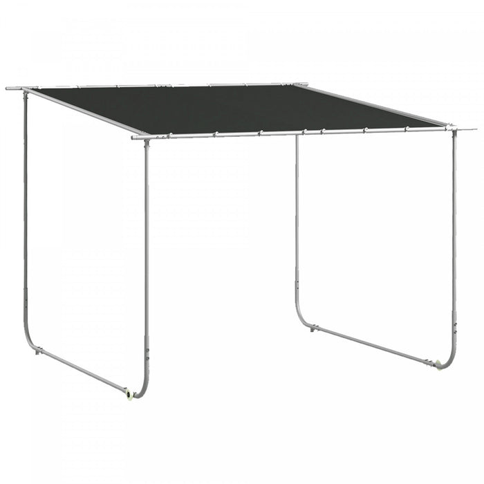 Outsunny 10' X 10' Pergola Mobile, Gazebo Exterieur Avec Roues, Auvent Resistant Aux Uv Et Sacs De Sable, Abri Solaire Pour Porche, Patio, Terrasse, Gris