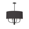 Lustre Eleanor de Dainolite avec abat-jour noir et blanc, fini noir mat et 4 ampoules
